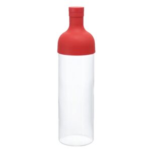 Hario Cold Brew Filter-In bottle for tea, in red color on white background